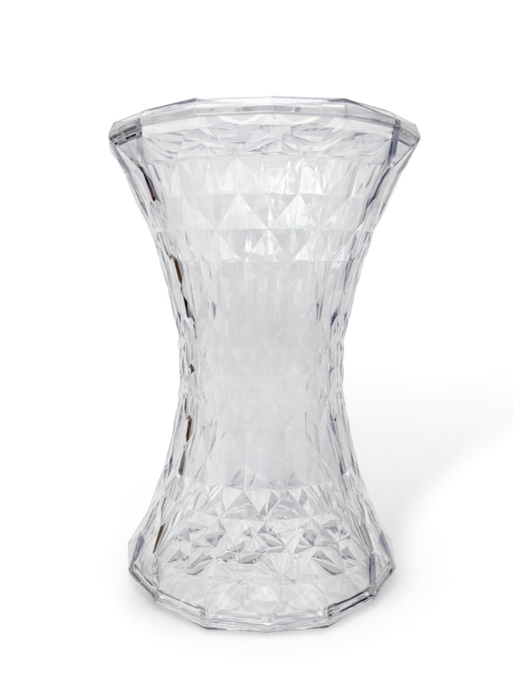 Kartell Marcel Wanders Clear Lucite Geometric Hourglass Stool Side Table Italy